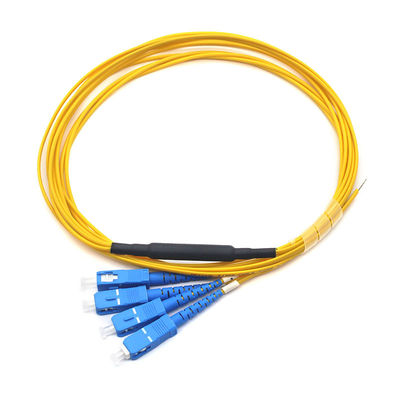 Yellow UPC Fiber Optic Patch Cord Pigtail 4 Cores PVC Jacket