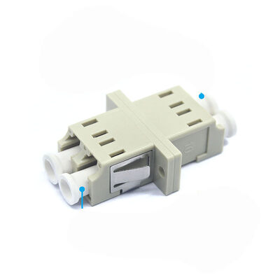 Grey LC PC Multimode Duplex Adapter with Flange