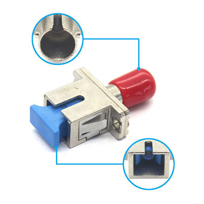 FTTH SC UPC to ST UPC Simplex Fiber Optic Adapter with 0.2 dB Insertion Loss in Metal Case with Flange and 500 Cycle Durability