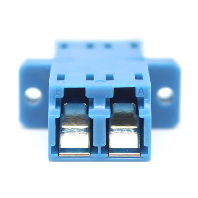 LC UPC Duplex Optical Fiber Adapter with Inner Shutter and Flange