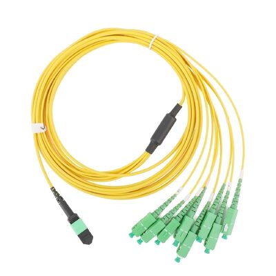 8 Cores Single Mode MPO to SC UPC Fiber Optic Breakout Cable Patch Cord