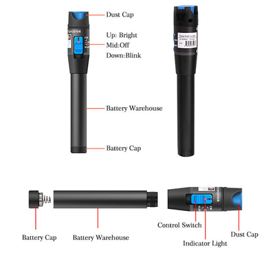 VFL optique laser à lumière rouge stylo rotatif localisateur de défaut visuel en fibre AA * 2 alimentation