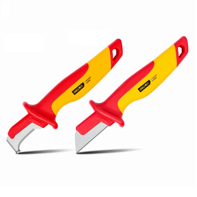 Dites au revoir au désordre avec le couteau électrique rouge/jaune multifonctionnel