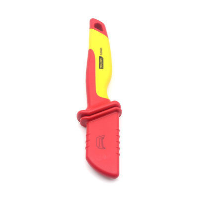 Dites au revoir au désordre avec le couteau électrique rouge/jaune multifonctionnel