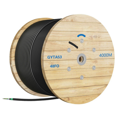Cable de réseau en fibre optique couleur 48 Cable de fibre optique GYTA53 avec enveloppe extérieure PE