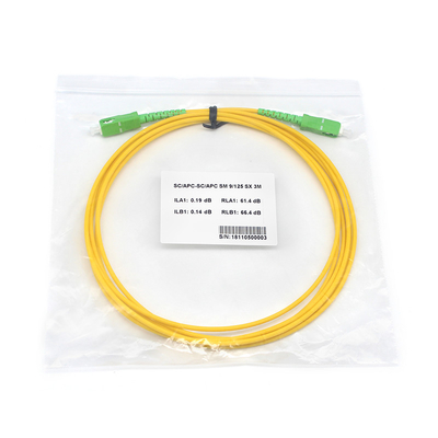 Cable de patch en fibre simple SC APC à SC APC mode unique pour le centre de données