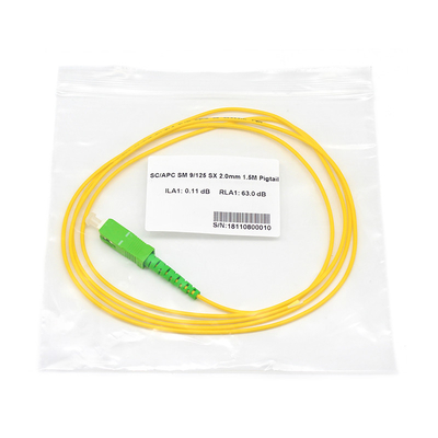 1M 1.5M SC APC Pigtail en fibre optique G652A1 ou A2 Pour le réseau à large bande de fibres