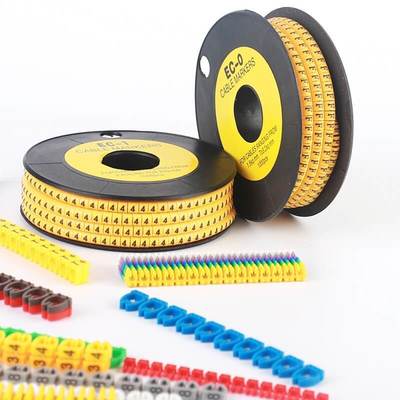 Marqueurs de câble en PVC jaune ou noir en 1000 pièces par rouleau