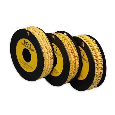 Marqueurs de câble en PVC jaune ou noir en 1000 pièces par rouleau