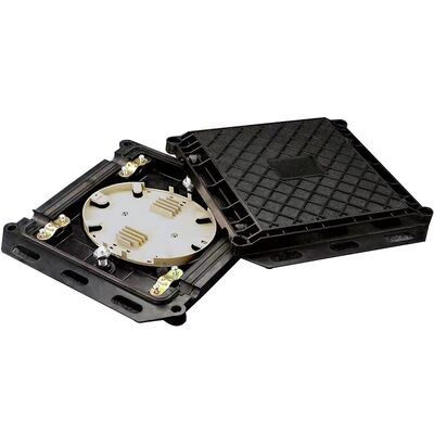 Boîte de jonction d'épissure de fibre optique de type mini carré 2 entrées 2 sorties pour 12-24 fibres avec matériau ABS+PC