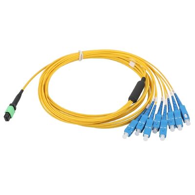 Mode unitaire MPO de 8 noyaux à la corde de correction optique de câble de dérivation de fibre de Sc UPC